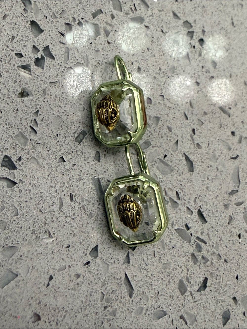 Kurt Geiger Light Green Glass Drop Earrings with Gold Accents